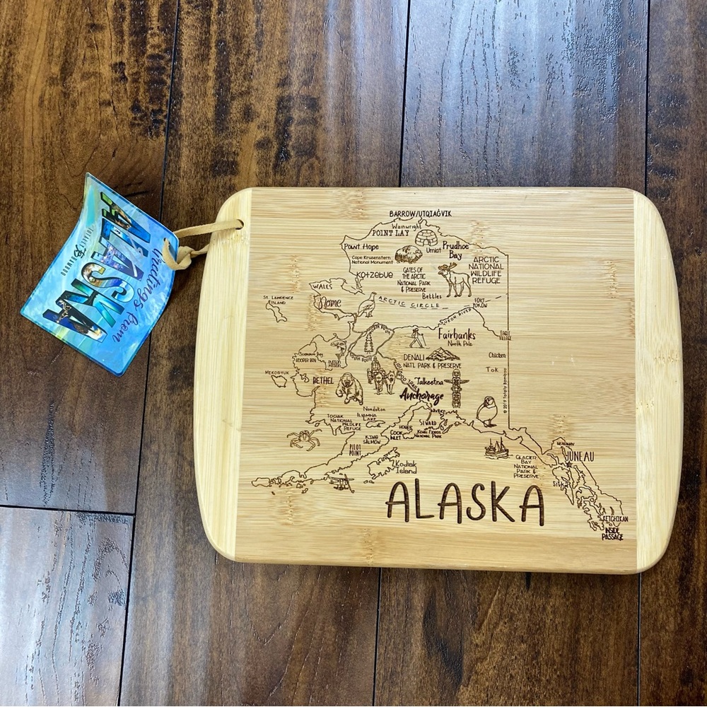 ALASKA TOTALLY BAMBOO Cutting Board A Slice Of Life Laser-Etched NEW
